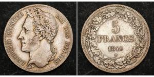 5 Franc Belgique Argent Léopold Ier de Belgique (1790-1865)