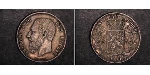 5 Franc Belgique Argent Leopold II (1835 - 1909)