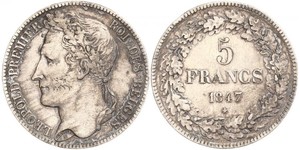 5 Franc Belgique Argent Léopold Ier de Belgique (1790-1865)