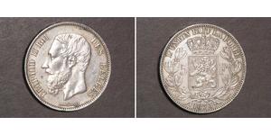 5 Franc Belgique Argent Leopold II (1835 - 1909)