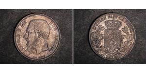 5 Franc Belgique Argent Leopold II (1835 - 1909)