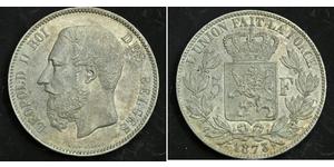 5 Franc Belgique Argent Leopold II (1835 - 1909)