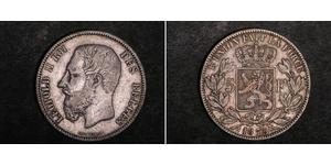 5 Franc Belgique Argent Leopold II (1835 - 1909)