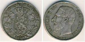 5 Franc Belgique Argent Leopold II (1835 - 1909)