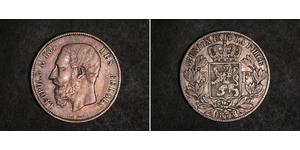 5 Franc Belgique Argent Leopold II (1835 - 1909)