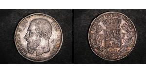 5 Franc Belgique Argent Leopold II (1835 - 1909)