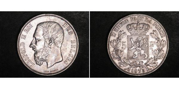 5 Franc Belgique Argent Leopold II (1835 - 1909)