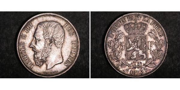 5 Franc Belgique Argent Leopold II (1835 - 1909)