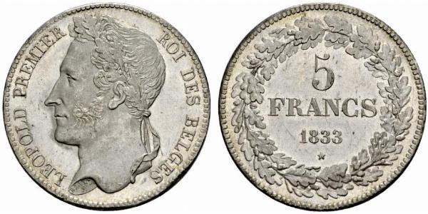 5 Franc Belgique Argent Léopold Ier de Belgique (1790-1865)