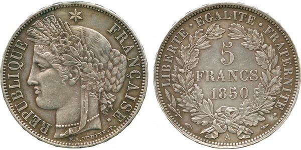 5 Franc Deuxième République (France) (1848-1852) Argent 