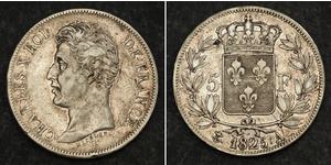 5 Franc Kingdom of France (1815-1830) Argent Charles X de France (1757-1836)