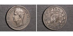 5 Franc Kingdom of France (1815-1830) Argent Charles X de France (1757-1836)