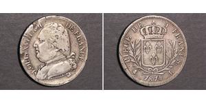 5 Franc Kingdom of France (1815-1830) Argent Louis XVIII de France  (1755-1824)