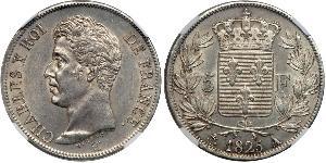5 Franc Kingdom of France (1815-1830) Argent Charles X de France (1757-1836)