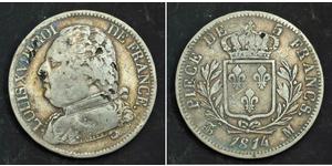 5 Franc Kingdom of France (1815-1830) Argent Louis XVIII de France  (1755-1824)