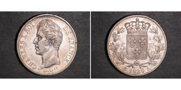 5 Franc Kingdom of France (1815-1830) Argent Charles X de France (1757-1836)