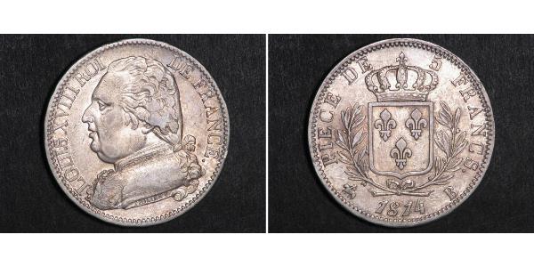 5 Franc Kingdom of France (1815-1830) Argent Louis XVIII de France  (1755-1824)