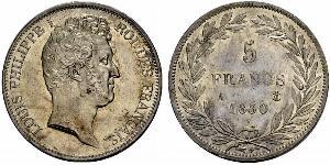 5 Franc Monarchie de Juillet (1830-1848) Argent Louis-Philippe I (1773 -1850)