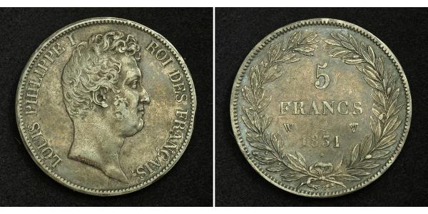 5 Franc Monarchie de Juillet (1830-1848) Argent Louis-Philippe I (1773 -1850)