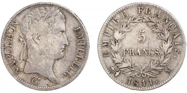 5 Franc Premier Empire (1804-1814) Argent Napoléon Ier(1769 - 1821)