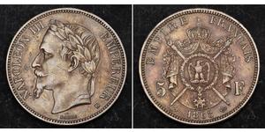 5 Franc Second Empire (1852-1870) Argent Napoleon III (1808-1873)