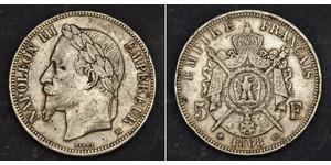 5 Franc Second Empire (1852-1870) Argent Napoleon III (1808-1873)