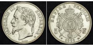 5 Franc Second Empire (1852-1870) Argent Napoleon III (1808-1873)