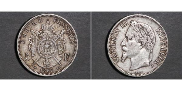 5 Franc Second Empire (1852-1870) Argent Napoleon III (1808-1873)