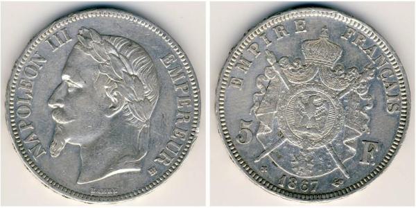 5 Franc Second Empire (1852-1870) Argent Napoleon III (1808-1873)