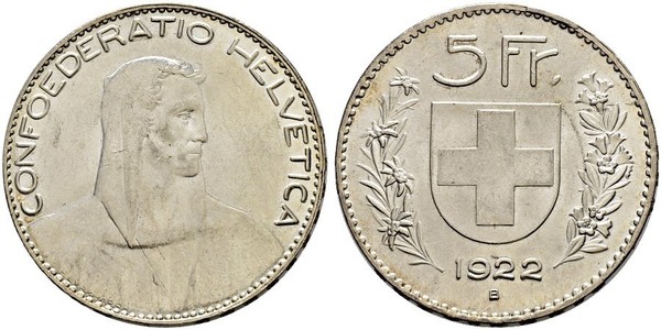 5 Franc Suisse Argent 