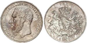 5 Franc État indépendant du Congo (1885 - 1908) Argent Leopold II (1835 - 1909)