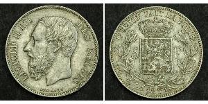 5 Franc Belgio Argento Leopold II (1835 - 1909)