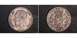 5 Franc Belgio Argento Leopold II (1835 - 1909)