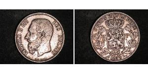 5 Franc Belgio Argento Leopold II (1835 - 1909)