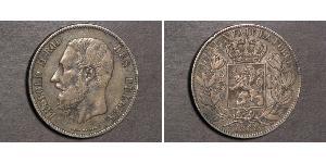 5 Franc Belgio Argento Leopold II (1835 - 1909)