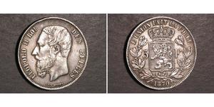 5 Franc Belgio Argento Leopold II (1835 - 1909)