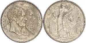 5 Franc Belgio Argento Leopoldo I del Belgio (1790-1865) / Leopold II (1835 - 1909)