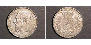 5 Franc Belgio Argento Leopold II (1835 - 1909)