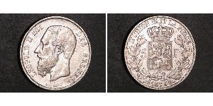 5 Franc Belgio Argento Leopold II (1835 - 1909)