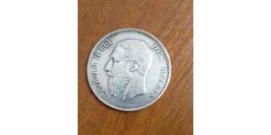 5 Franc Belgio Argento Leopold II (1835 - 1909)