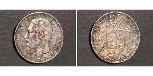 5 Franc Belgio Argento Leopold II (1835 - 1909)