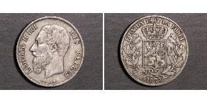 5 Franc Belgio Argento Leopold II (1835 - 1909)