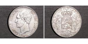 5 Franc Belgio Argento Leopoldo I del Belgio (1790-1865)