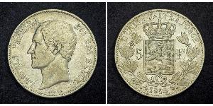 5 Franc Belgio Argento Leopoldo I del Belgio (1790-1865)