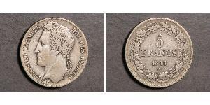 5 Franc Belgio Argento Leopoldo I del Belgio (1790-1865)