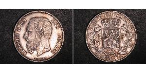 5 Franc Belgio Argento Leopold II (1835 - 1909)