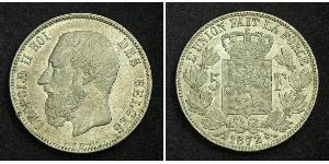 5 Franc Belgio Argento Leopold II (1835 - 1909)