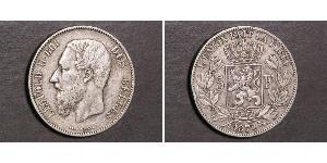 5 Franc Belgio Argento Leopold II (1835 - 1909)