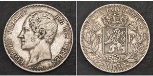 5 Franc Belgio Argento Leopoldo I del Belgio (1790-1865)