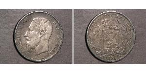 5 Franc Belgio Argento Leopold II (1835 - 1909)